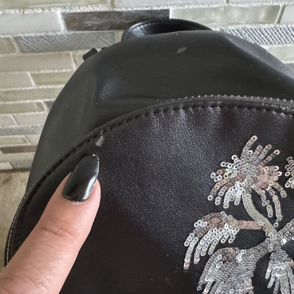 VICTORIA’S SECRET BLACK PALM TREE SMALL BACKPACK BAG MIAMI GOTHIC CHAINS STRAPS - Picture 9 of 12